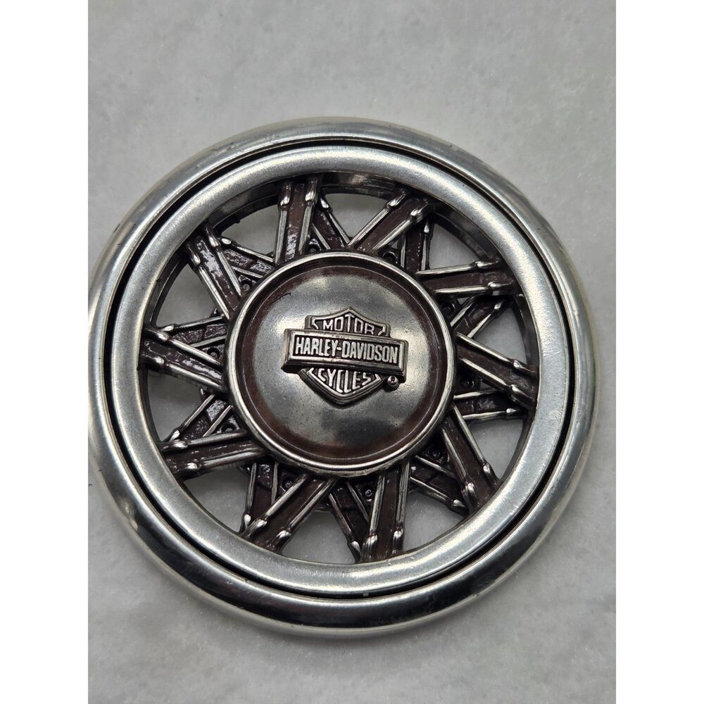 Silver Harley Davidson Spinning Wheel Belt Buckle